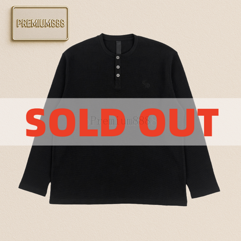 Chrome Hearts CH 25Fw Dark Pattern Embroidered Waffle Henry Collar Long Sleeves