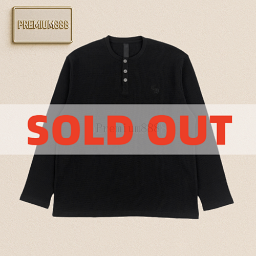 Chrome Hearts CH 25Fw Dark Pattern Embroidered Waffle Henry Collar Long Sleeves