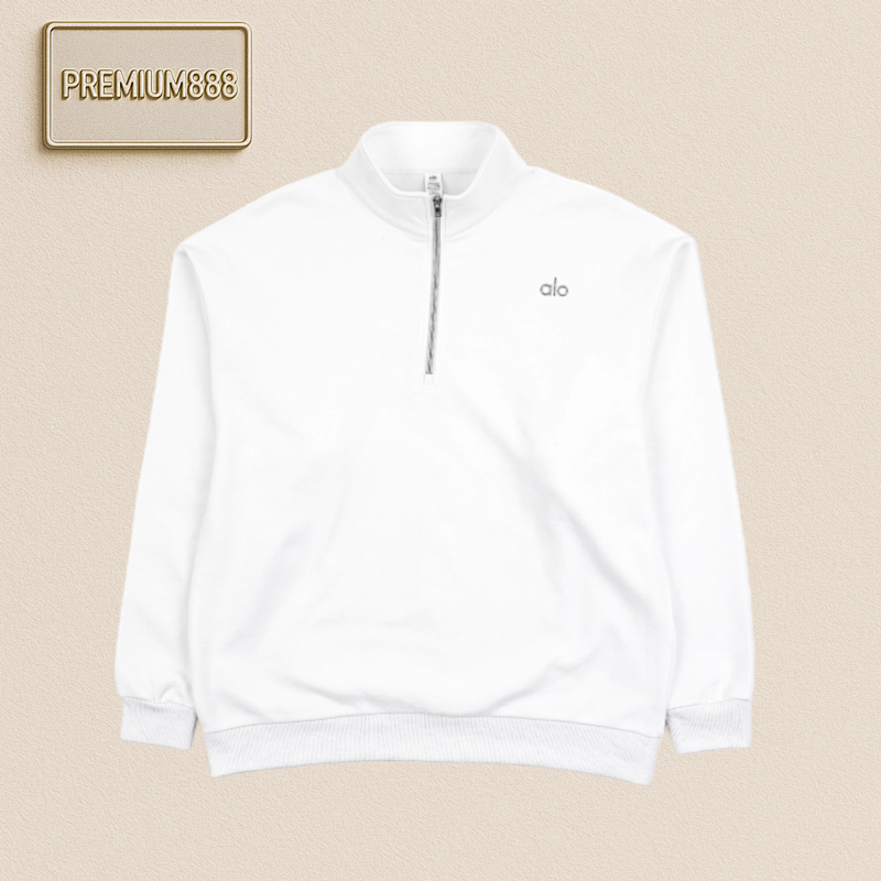 Alo Stand-up Collar And Fleece Hoodie White