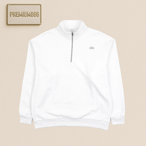 Alo Stand-up Collar And Fleece Hoodie White
