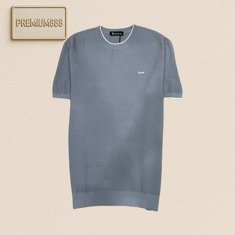 Kiton Qidun Color-Matched Edge Patch Knit T-shirt