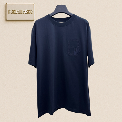 Dio Frame-shaped Hummingbird Embroidered Short-Sleeved T-Shirt