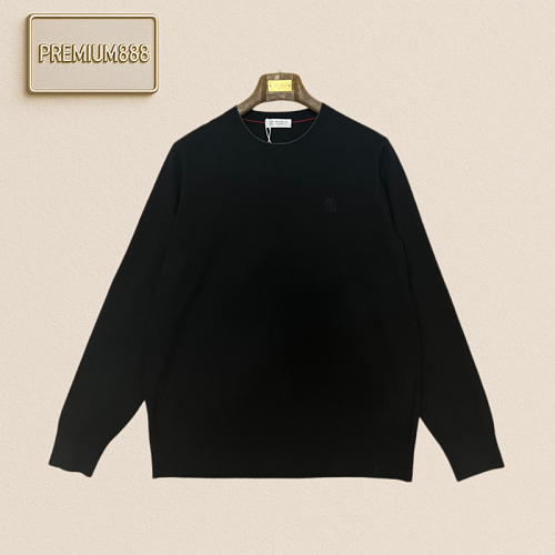 BC Brunello Round-neck Lightweight Embroidered Casual Long-Sleeve Knit Shirt