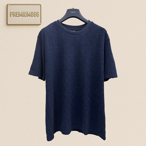 1v Louis Embroidered Jacquard Printed Cotton Circle Knit Short-Sleeve T-Shirt