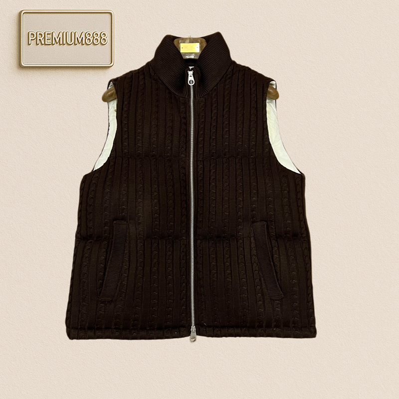 Loro Piana No. Yoo Pianya Plaid Knitted V-Neck Down Jacket
