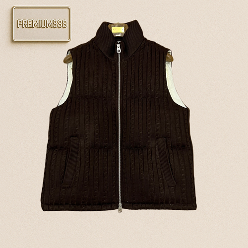 Loro Piana No. Yoo Pianya Plaid Knitted V-Neck Down Jacket