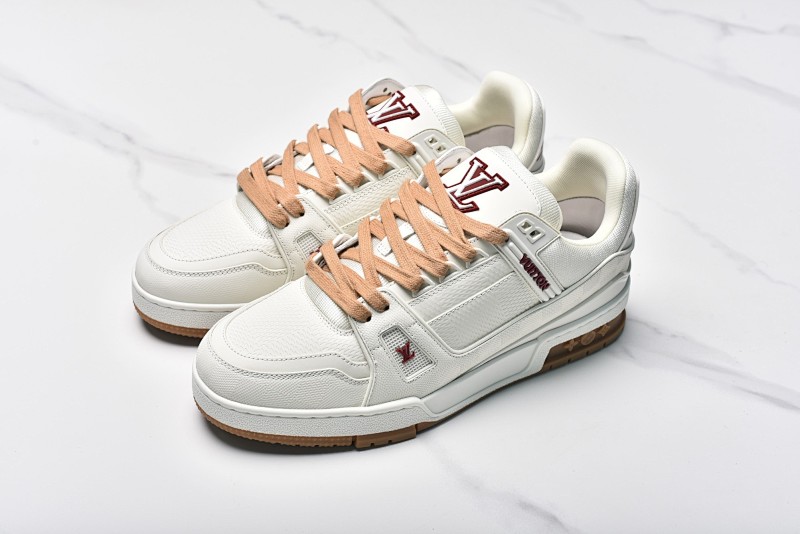 LV Louis Vuitton Trainer Embossed White Brown