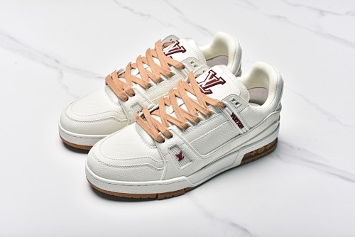 LV Louis Vuitton Trainer Embossed White Brown