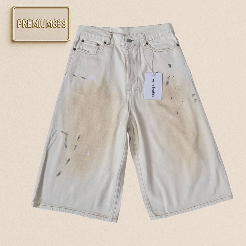 Acne Denim White Mud Stain Blending Antique Wash 7 8 Length Pants