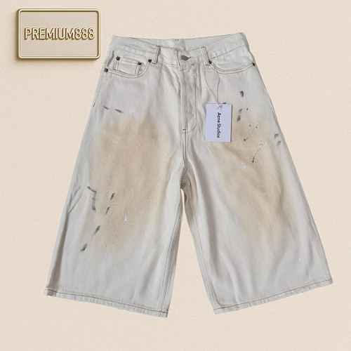 Acne Denim White Mud Stain Blending Antique Wash 7 8 Length Pants