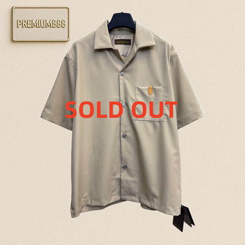Louis Cotton And Wool Blended Pocket Leather Collar Shirt Short Sleeve