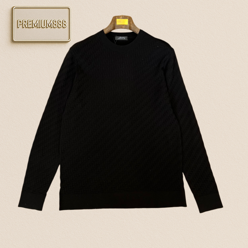 Brioni Briooni Vertical Holes Round Neck Casual Long-Sleeved Knit Shirt