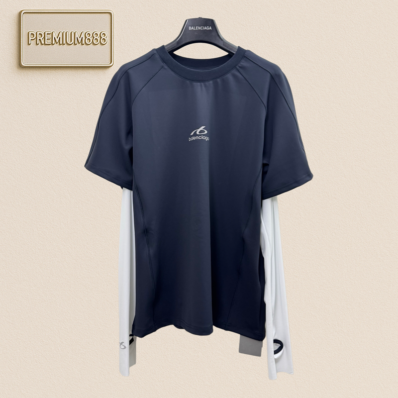 Balenciaga Fake Two-Piece Spliced Sleeve Tight-Fitting Quick-Drying Long-Sleeved Sportswea