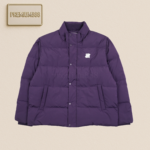 Undefeated Five-stripe Embroidered Stand-up Collar Down Jacket - Purple