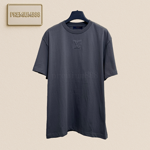 1v Louis Letter-branded Three-dimensional Embossed Cotton Short-sleeved T-shirt