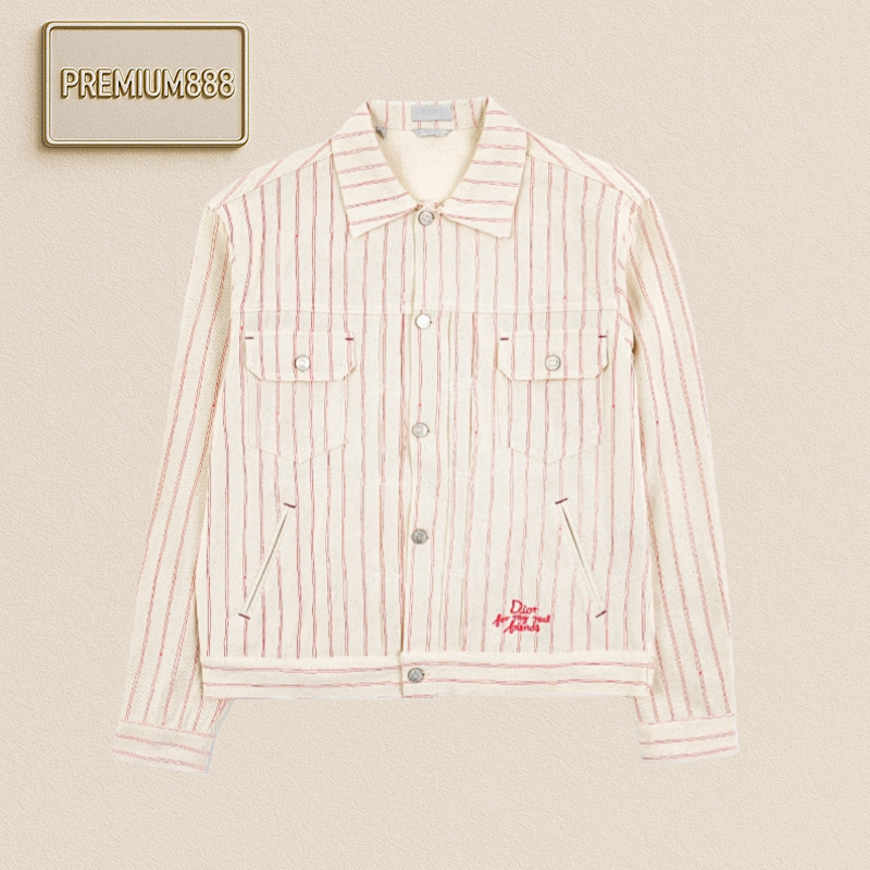 CD 25Fw Collaboration Pink Striped Dio Letter Jacket