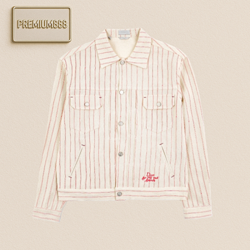 CD 25Fw Collaboration Pink Striped Dio Letter Jacket