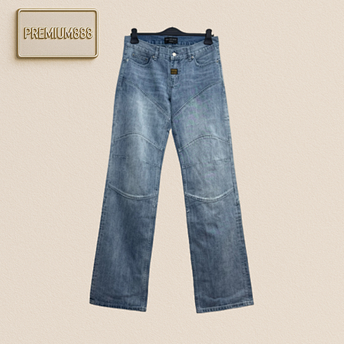 Balenciaga Show Low-waisted Bamboo-jointed Washed Oem Denim Trousers