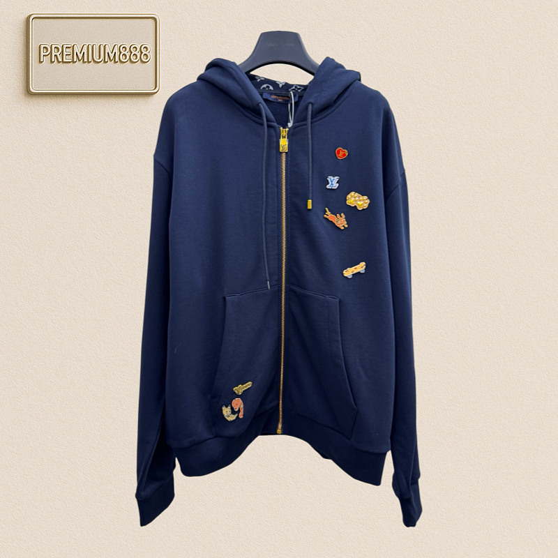 1v Louis Cartoon Metal Cvd Zipper Hooded Zipper Jacket