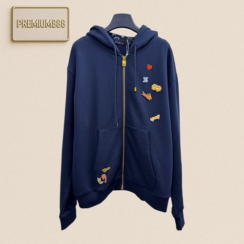 1v Louis Cartoon Metal Cvd Zipper Hooded Zipper Jacket