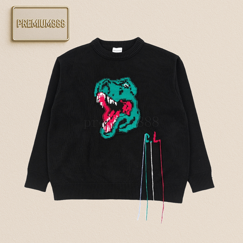 Charil Lucian 25Fw Dinosaur Jacquard Round-neck Sweater