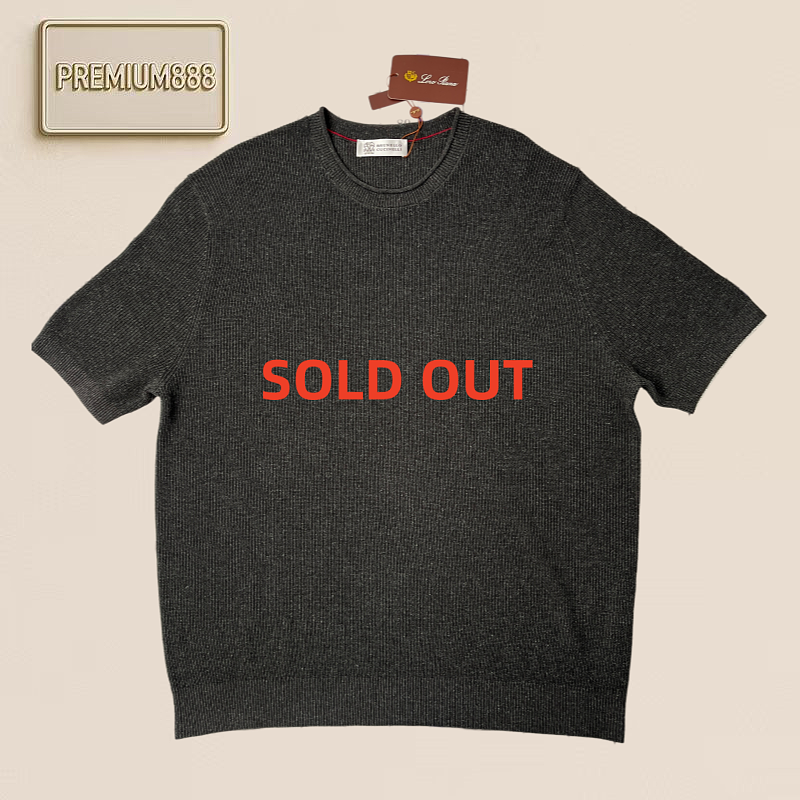 Off-White BC Flower Grey Round Neck Cable Knit Shirt