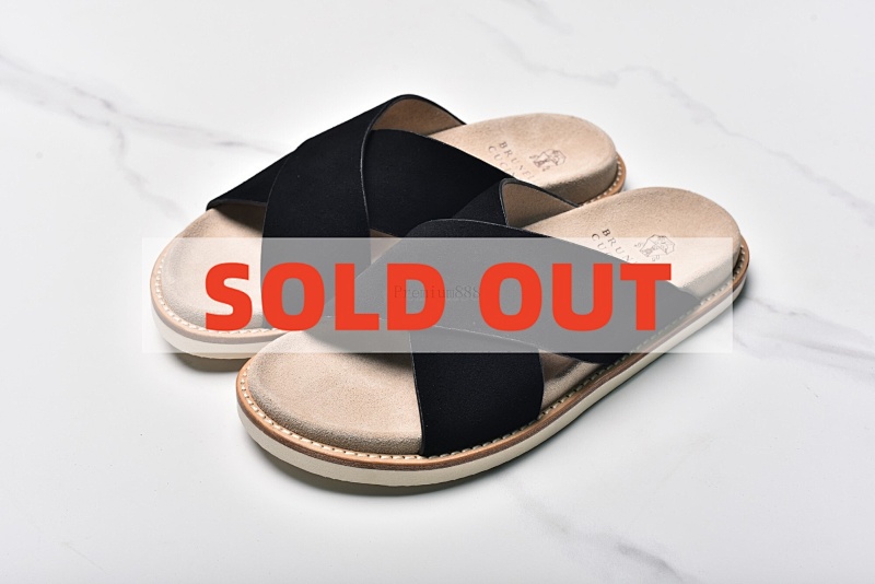 Brunello Cucinelli Suede X-Line Slippers Beige