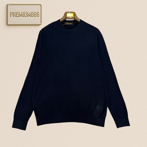 Loro Piana No. Yoo Pianya Waffle Roundneck Knit Top With Long Sleeves
