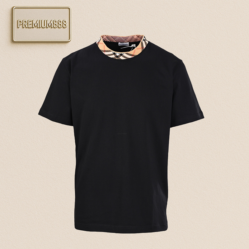 Burberry Bbr Short Sleeve T-Shirt With Plaid Neck