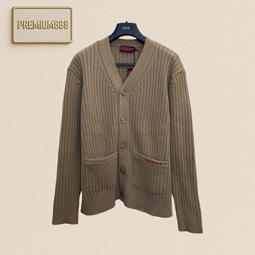 Gucci V-neck Embroidered Ribbed Knitted Cardigan