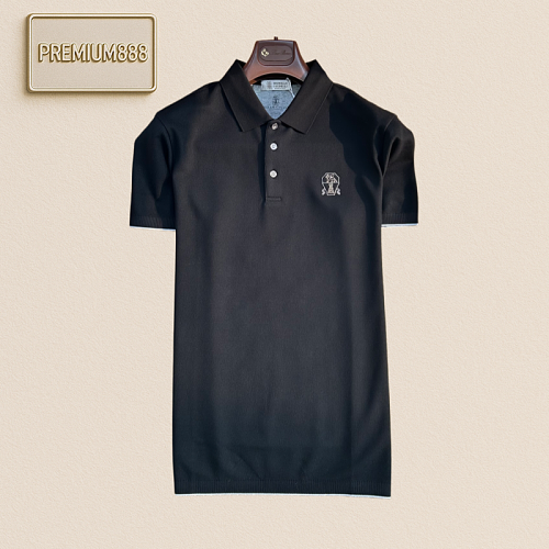 BC Brunello Classic Logo Embroidered Collar Short-Sleeve Polo Shirt