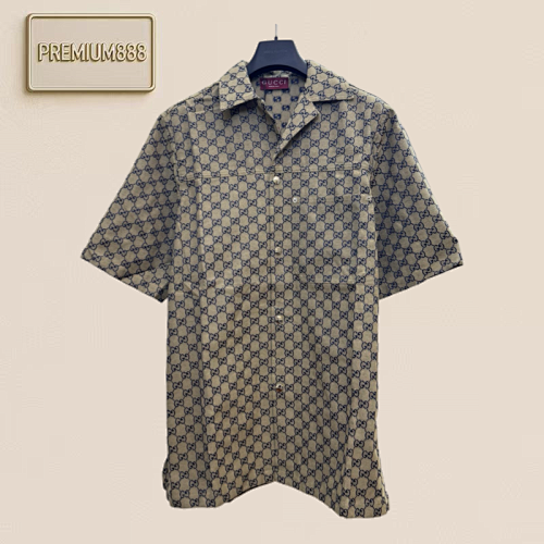 Gucci Double G Embossed Letter Logo Pocket Short-Sleeved Shirt