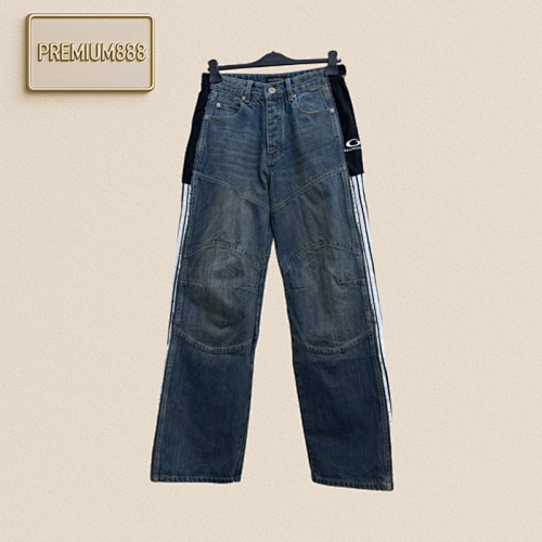 Balenciaga Parisian Woven Tape Patchwork Washed Denim Trousers