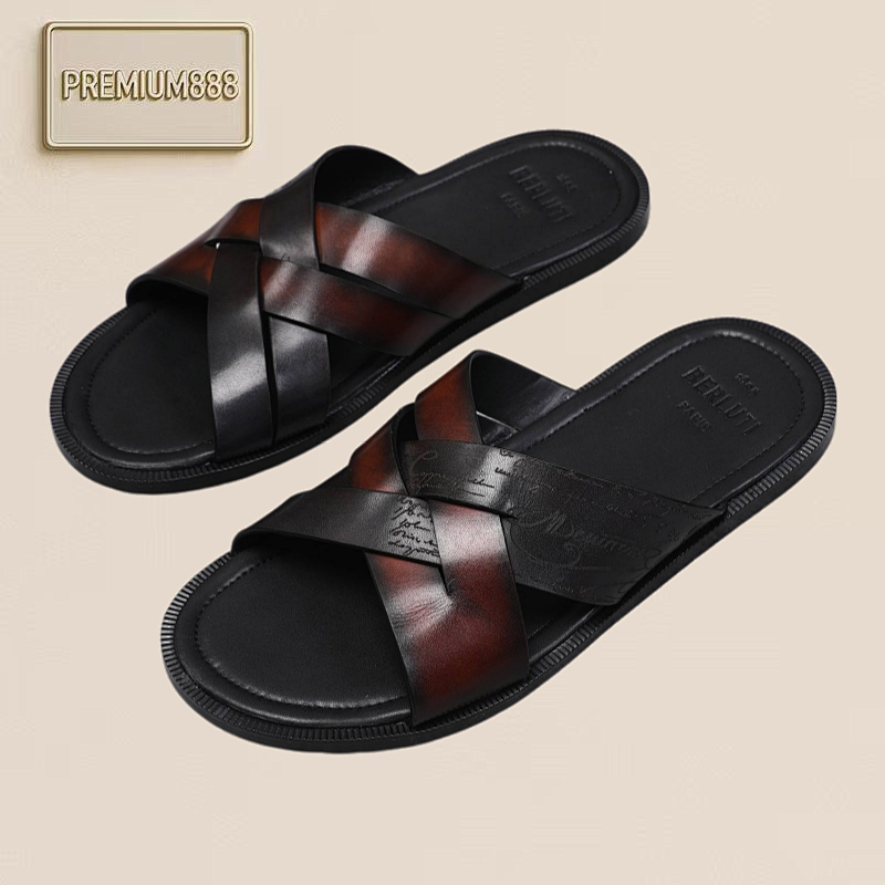 Arrival Spring And Autumn Series Italian-made Egio Insole Egio Script Leather Sandals The