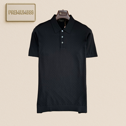 LP Nooyi Pianay Classic Jacquard Texture Knit Polo Short Sleeve Shirt