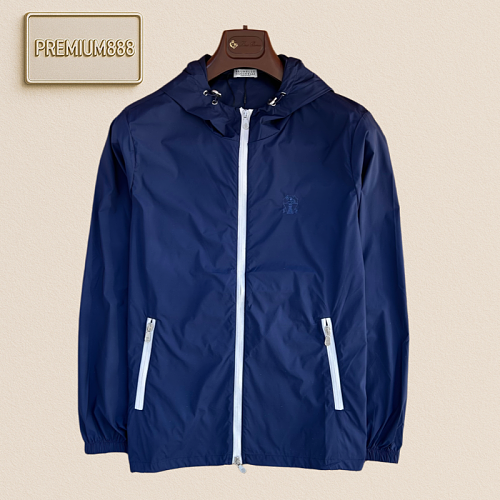 Brunello Cucinelli Brunello Color Contrast Hooded Windproof Jacket
