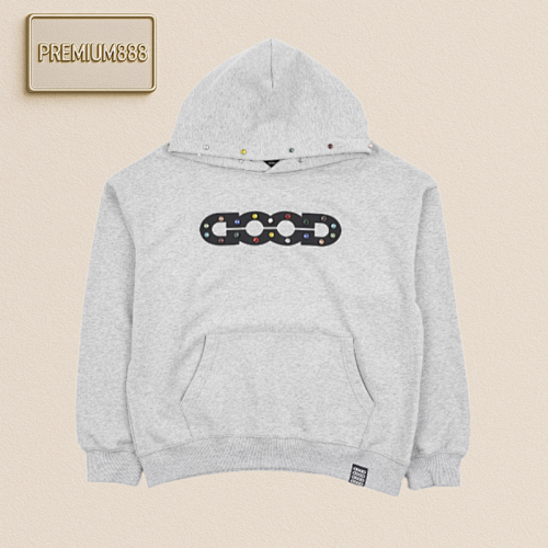 Good 24Fw Colorful Diamond Cutout Letter Hooded Sweatshirt