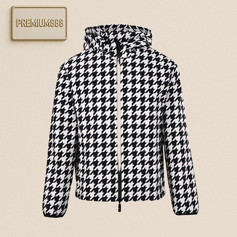 Burberry Burbe Rry BB R Houndstooth Hooded Jacket