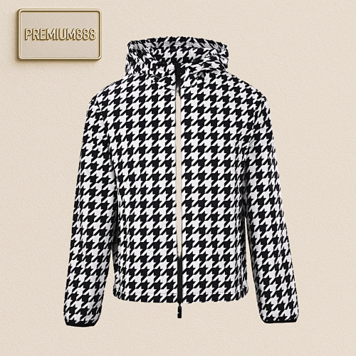Burberry Burbe Rry BB R Houndstooth Hooded Jacket