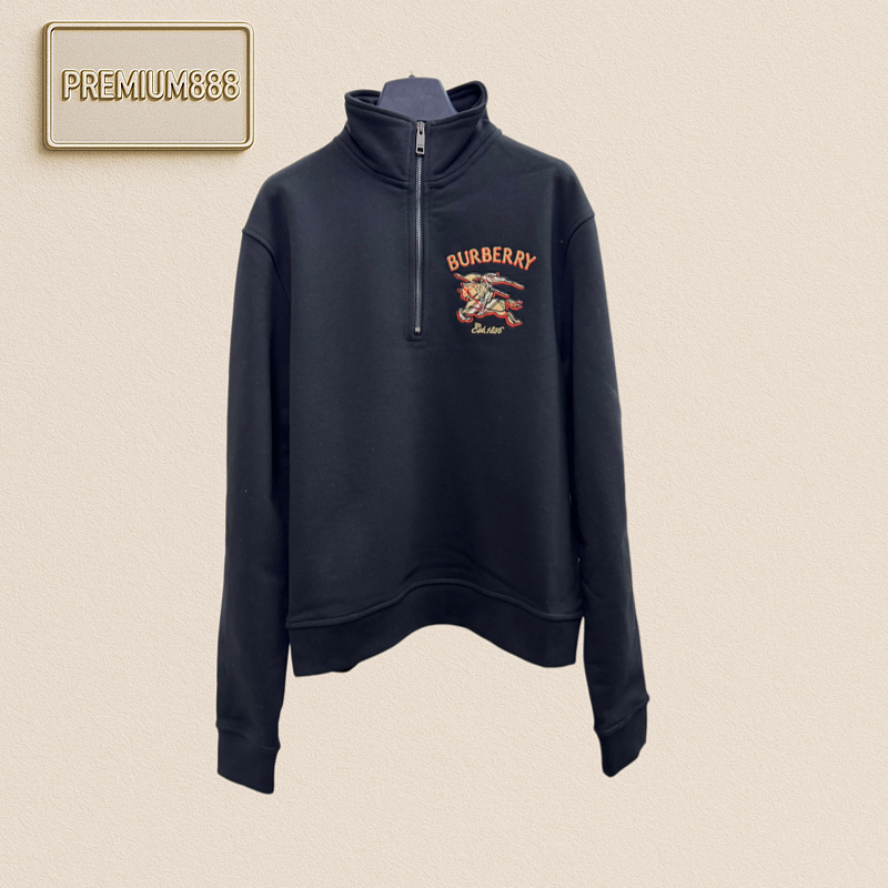 Burberry Warhorse Logo Embroidered Half-Zip Hoodie
