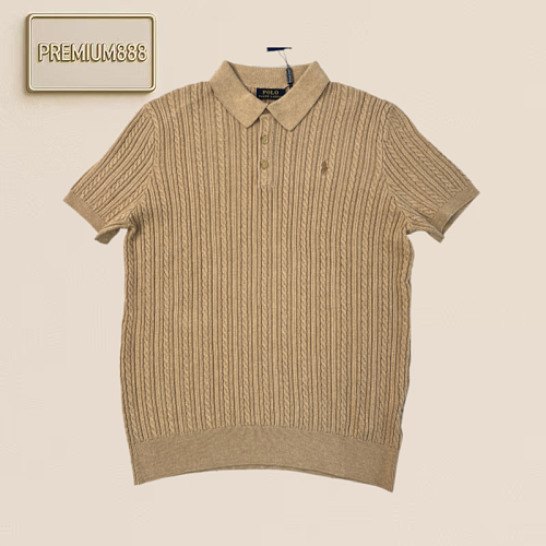 RL Four-color Delicate Flower Knitted Polo Short Sleeve Textile