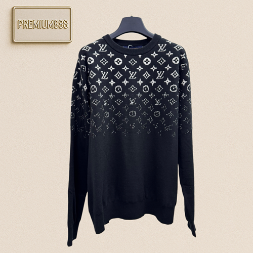 1v Louis Gradient Logo Cotton Round-neck T-Shirt Sweater