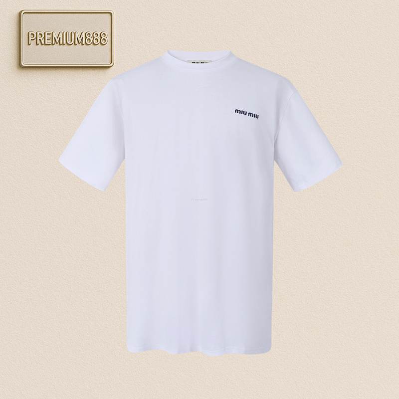 Miu Embroidered Crew Neck Short Sleeve T-shirtItem