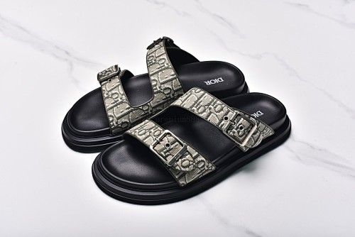 Dior Aqua Adjustable Strap Silent Slippers Men's Brown