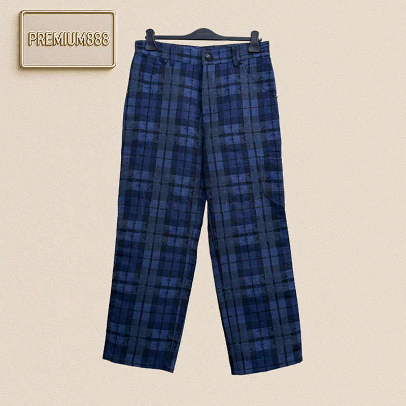 1v Louis Check Jacquard Casual Trousers