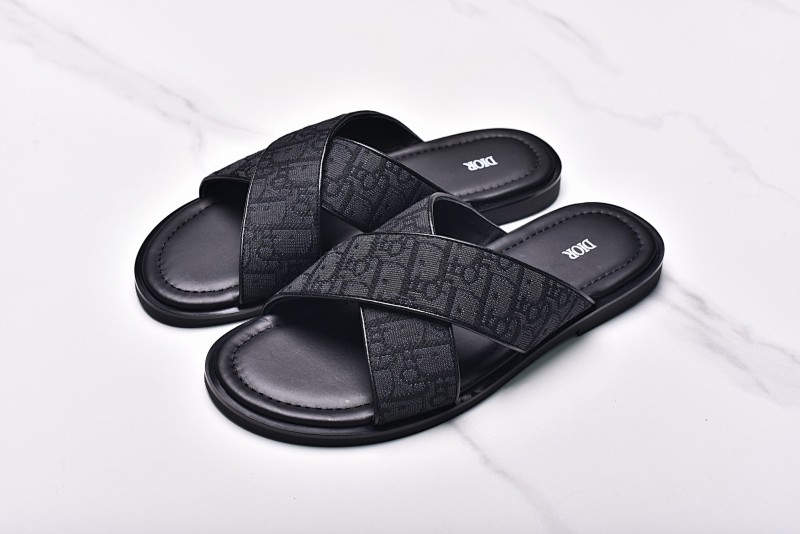 Dior Alias Oblique Footprint Slippers Men's Shoes Black