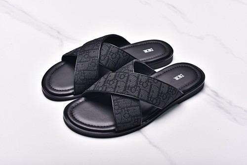 Dior Alias Oblique Footprint Slippers Men's Shoes Black
