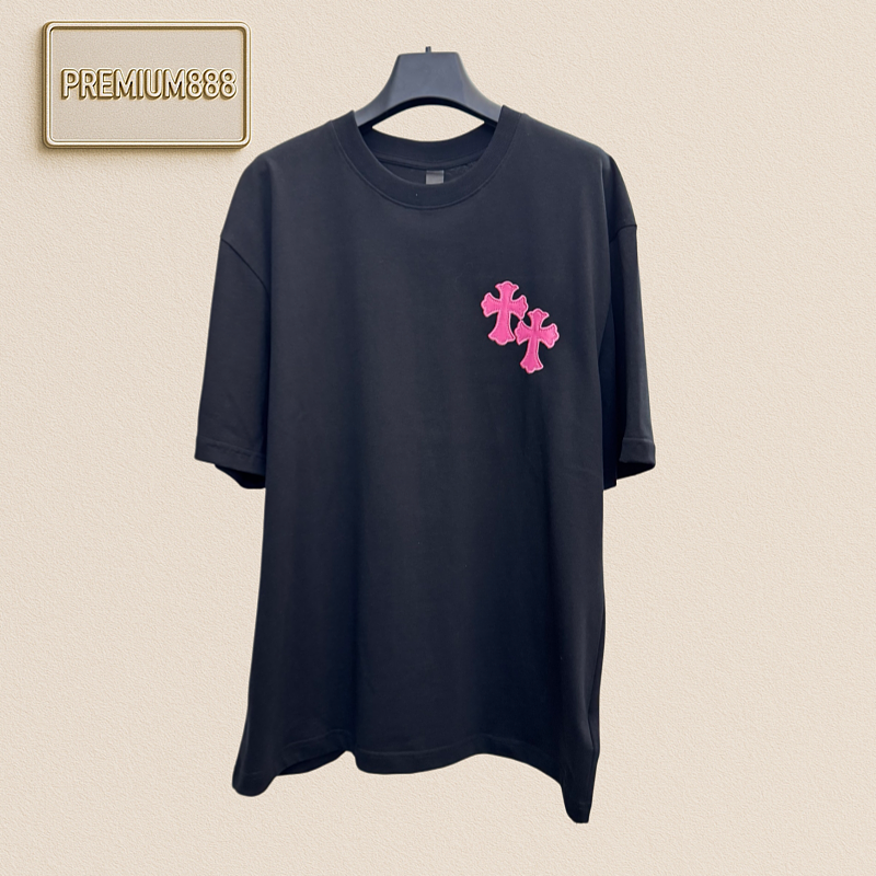 Crozier Cross Embroidered Patchwork Short-Sleeved T-Shirt