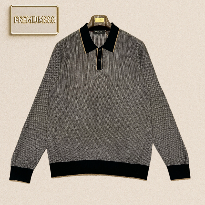 Loro Piana No. Yoo Pianya Color-Contrast Collar Knit Polo Shirt