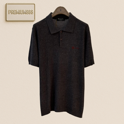 Loro Piana No. 1 Polo Shirt With Knitted Embroidery And Short Sleeves